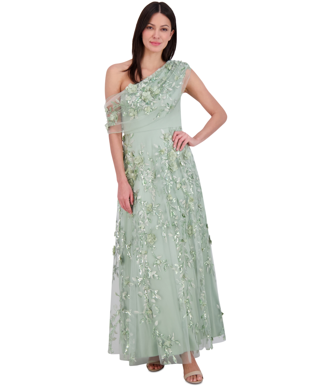 ELIZA J WOMEN'S EMBELLISHED ASYMMETRIC DRAPE GOWN 