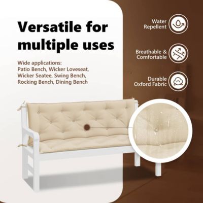 Garden Bench Cushion Beige 59.1"x(19.7"+19.7")x2.8" Oxford Fabric