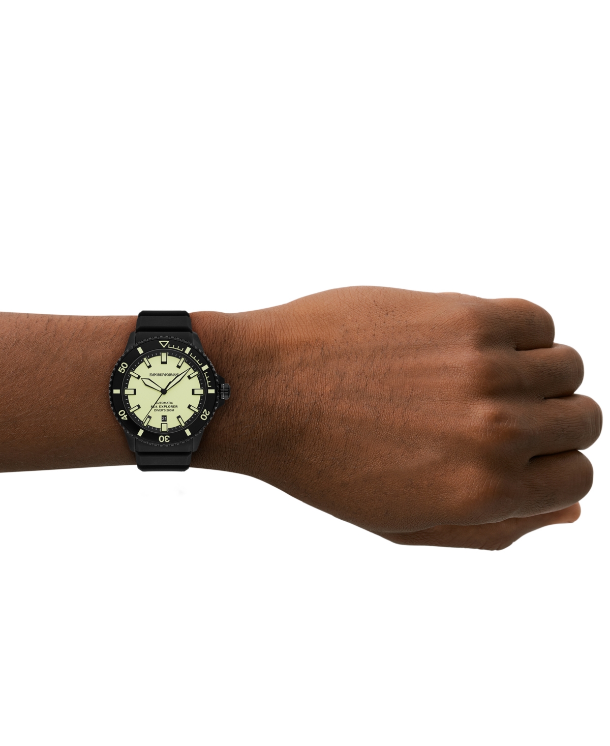Emporio Armani Rubber Strap Watches In Black