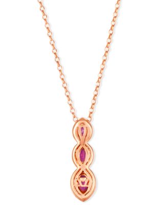 Ruby (1 ct. t.w.) & Nude Diamond (3/8 ct. t.w.) Pendant 18" Necklace in 14 Strawberry Gold