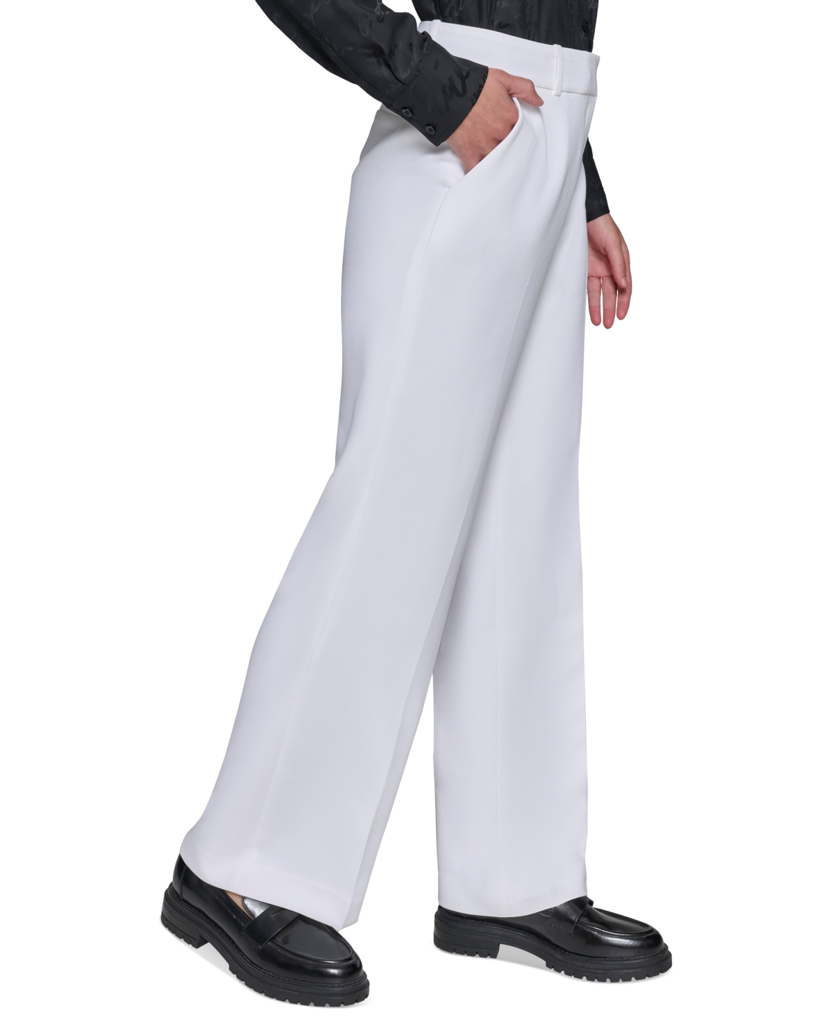 Shop Karl Lagerfeld Women's Bootcut High-rise Pants In Soft White