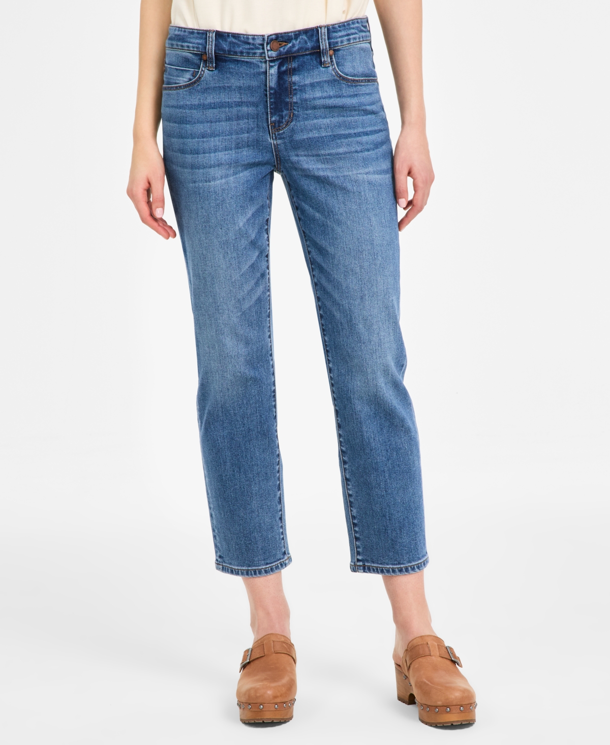 Shop Liverpool Los Angeles Women's Kennedy Cropped Straight-leg Denim Jeans In Temecula