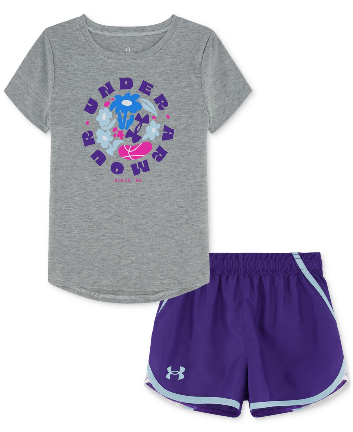 Under Armour Toddler & Little Girls Logo T-shirt & Woven Shorts Set In Mod Gray