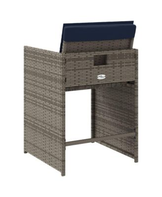 Patio Chairs with Cushions 4 pcs Gray Poly Rattan