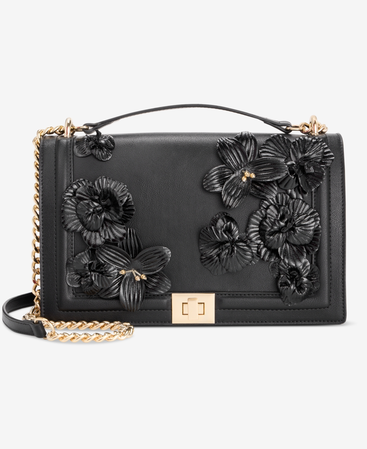 Inc International Concepts Ajae Flap Floral Crossbody, Exclusively At Macy's In Black