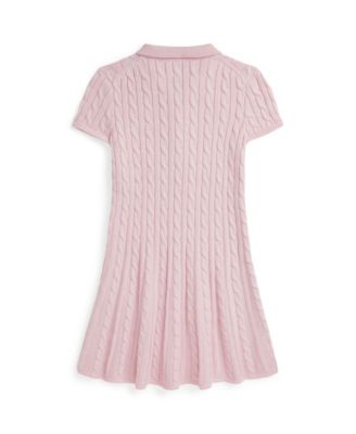 Girls' 7-16 Cable-Knit Cotton Polo Sweater Dress