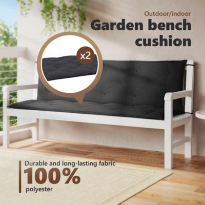 Garden Bench Cushion Black 59.1"x(19.7"+19.7")x2.8" Oxford Fabric