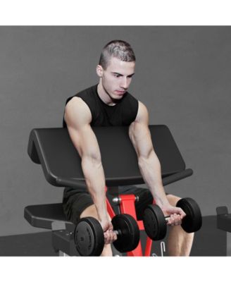 ER KANG Preacher Curl Bench, Plate Loaded Bicep Curl Machine, Bicep and Tricep Workout Equipment，2 in 1 Arm Training Machine for Home Gym