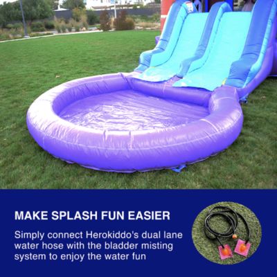 HeroKiddo Enchanted Forest Commercial Grade Bounce House Water Slide with Splash Pool for Kids and Adults (with Blower), Basketball Hoop, Outdoor Indoor, Wet Dry Combo, Inflatable, Birthday Party