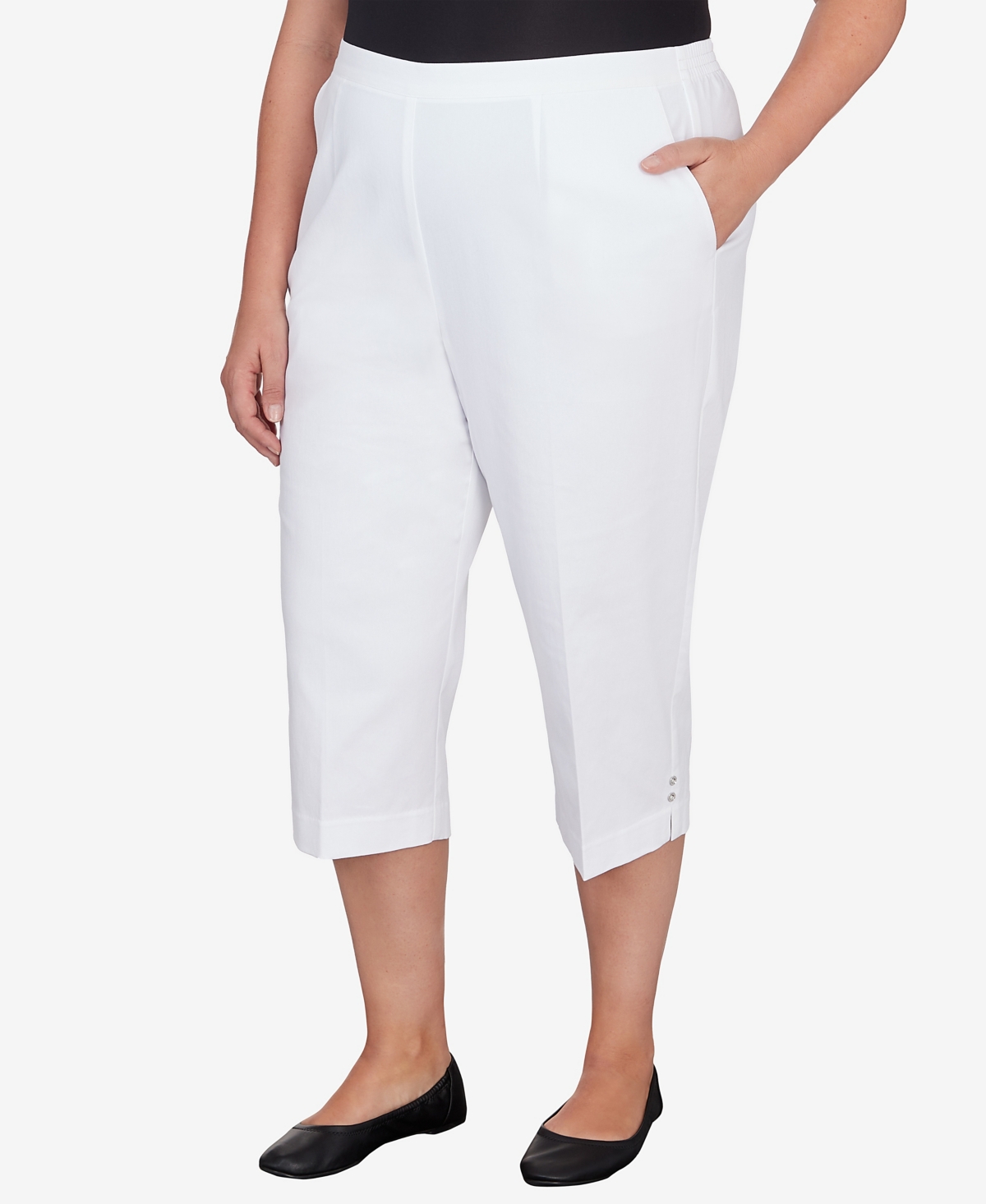 Alfred Dunner Plus Size Hyannisport Pull-on Capri Pant In White