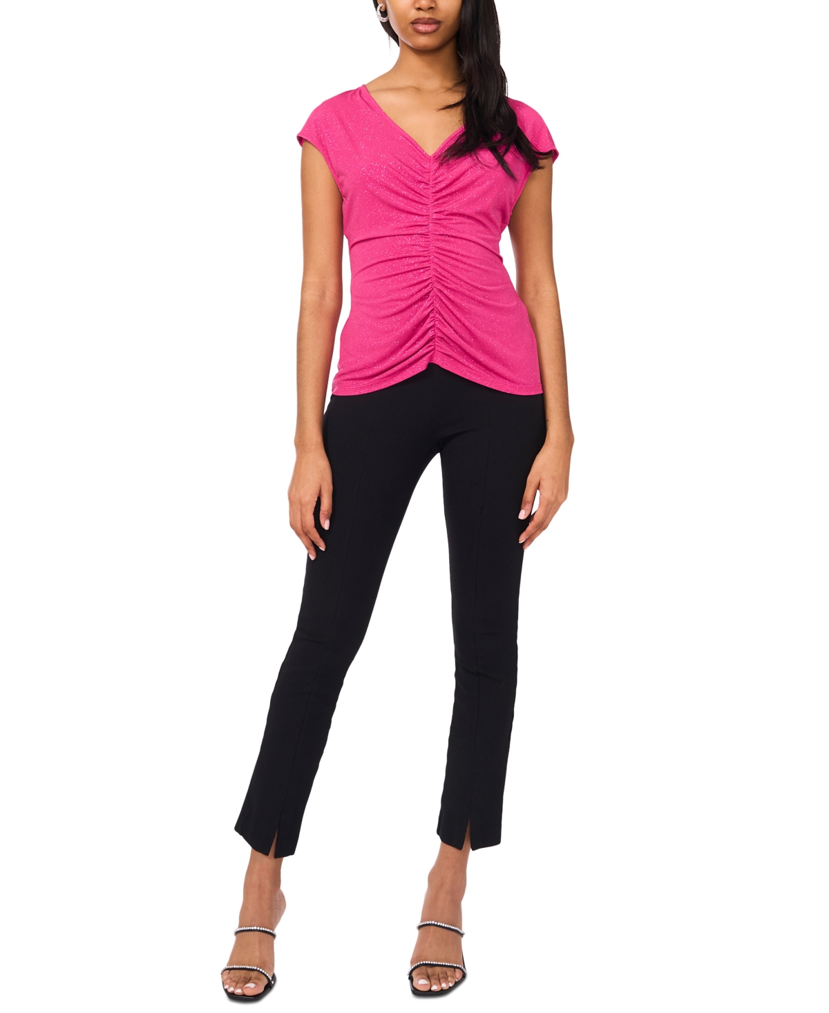 Msk Women's Ruched-front Dolman-sleeve Top In Fuchsia