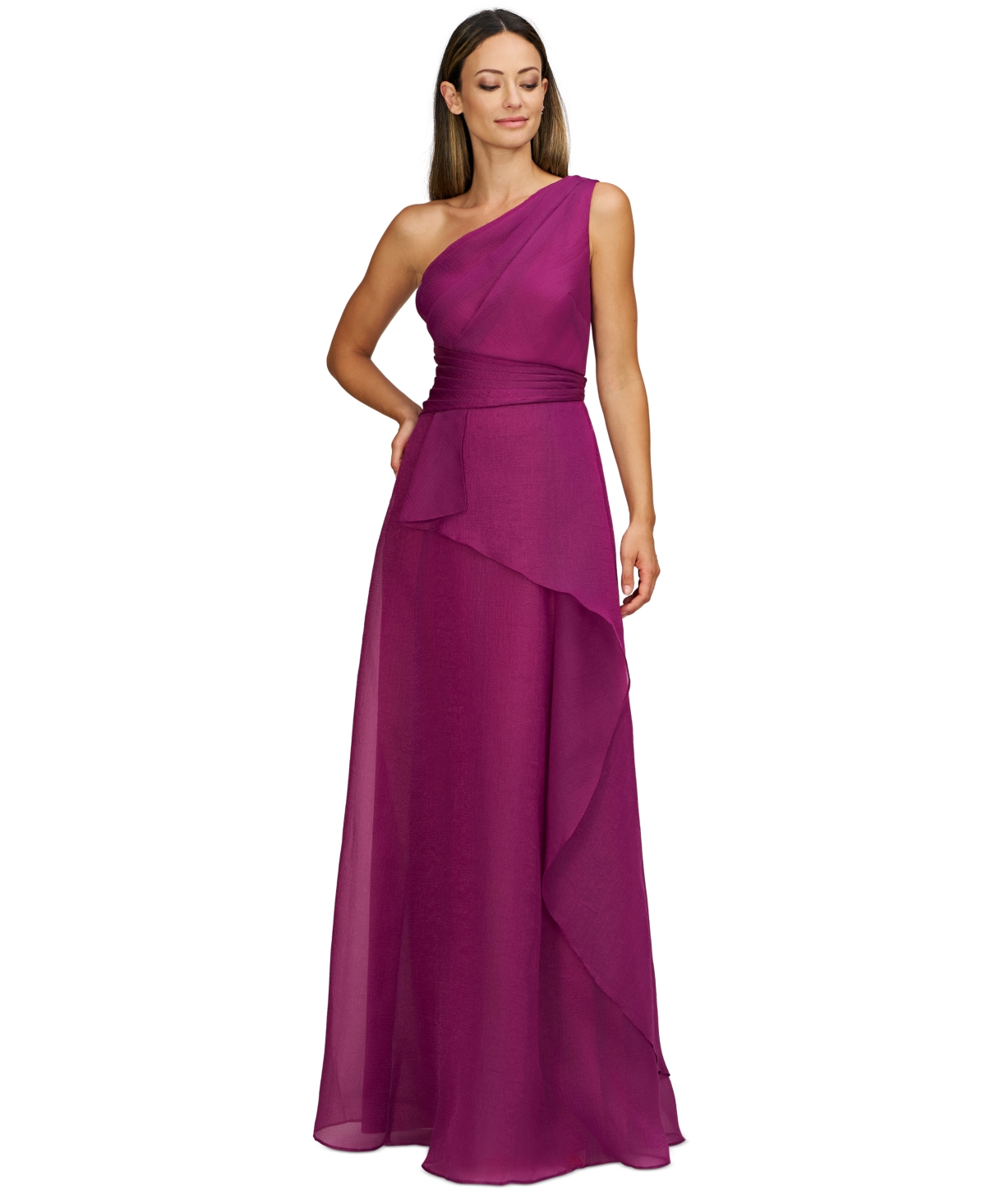 Women's Seraphina Organza One-Shoulder Evening Gown - Violet Rose