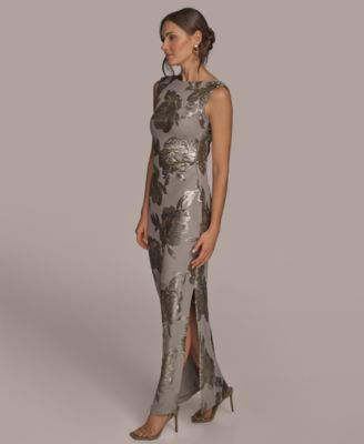 【Donna Karan New York】Sequined Sleeveless Gown Donna Karan New York Women's Cowl-Neck Sleeveless Sequin