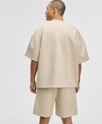 Mode of One Men's Oversized-Fit Pinstripe Sweatshirt, Exclusively at Macy's 