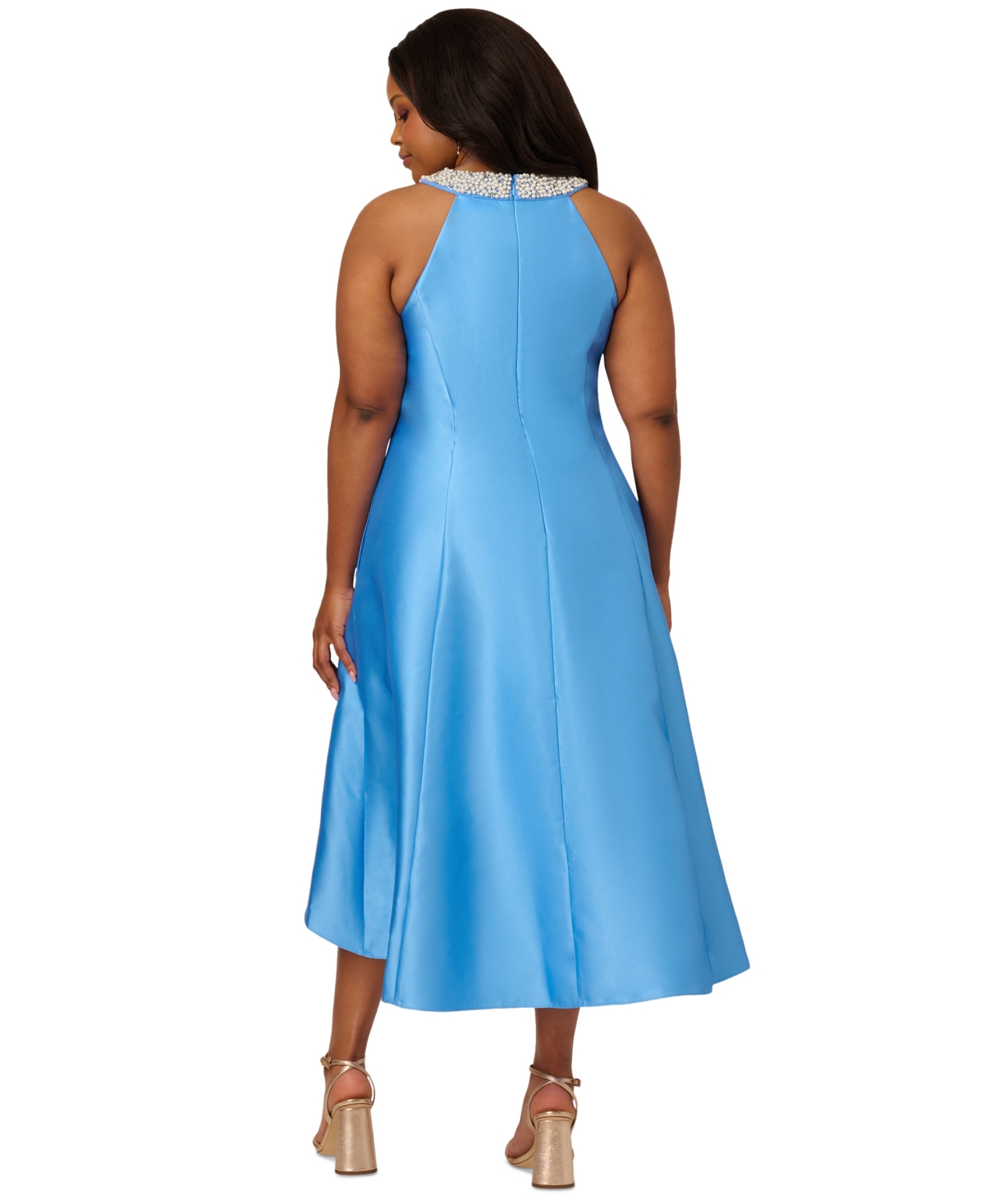 Aidan Mattox Plus Size Mikado High-low Party Dress In Cool Cloud