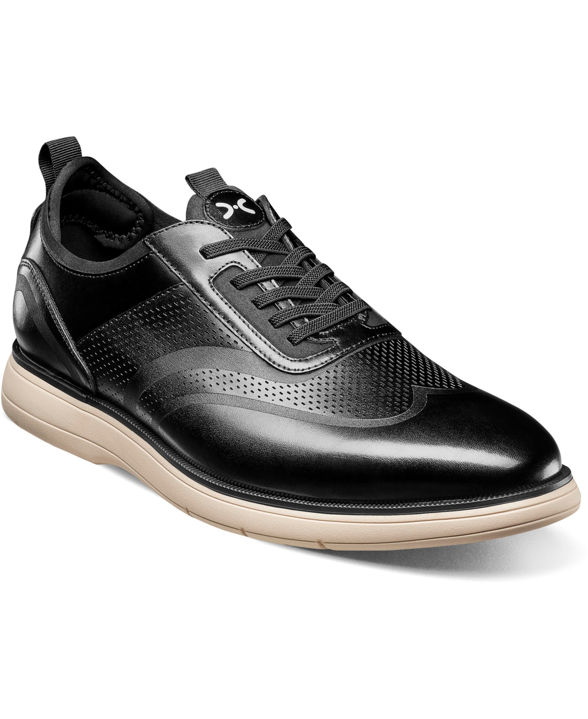 Stacy Adams Men's Edgewood Wingtip Elastic Lace Shoe - Black