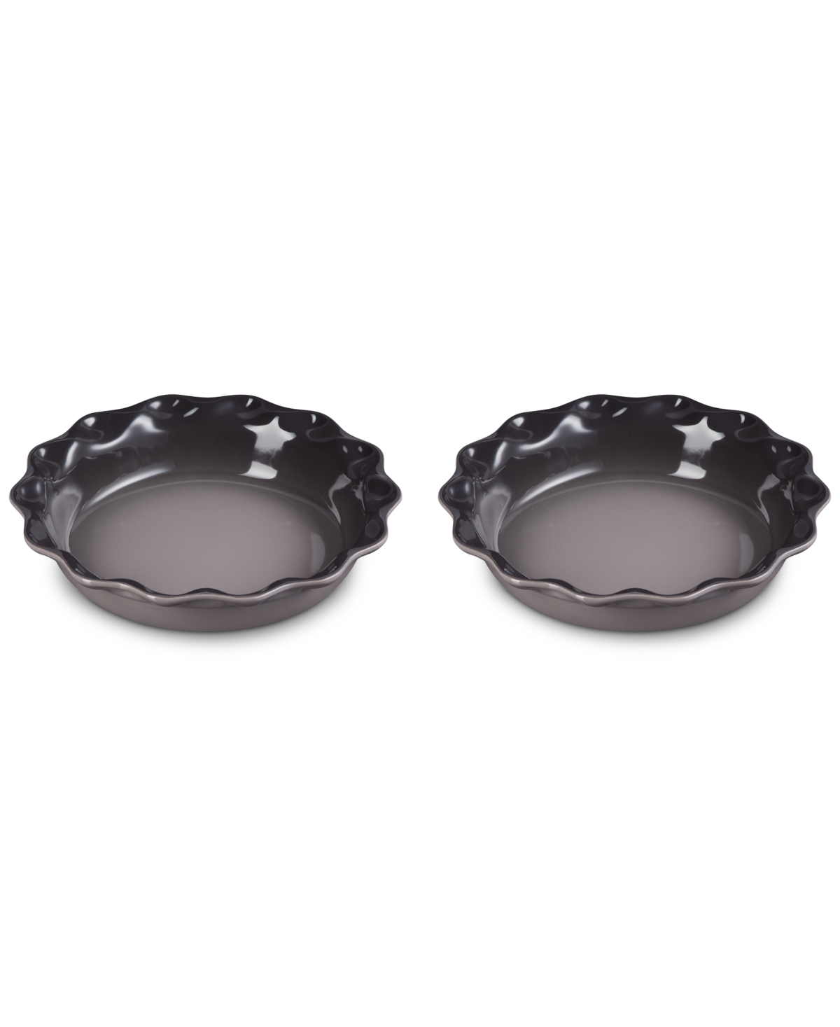 Le Creuset Set Of 2 9-inch Heritage Stoneware Pie Dishes In Oyster