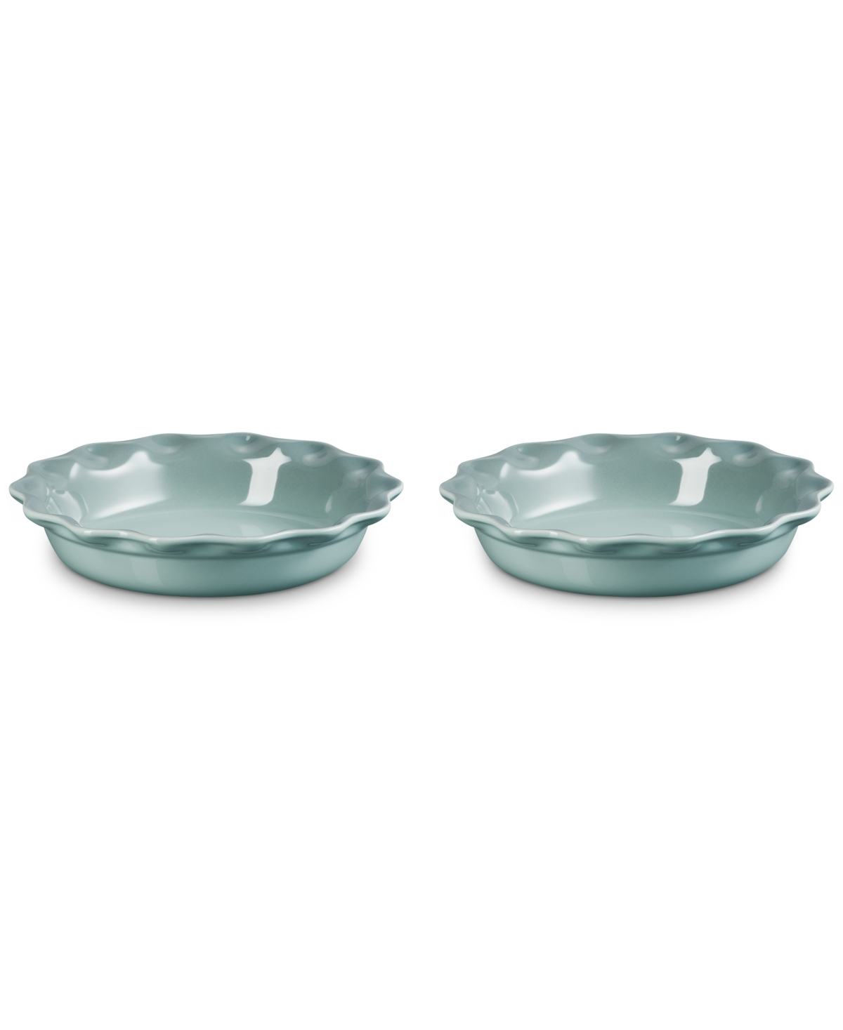 Le Creuset Stoneware Heritage Fluted 9" Pie Dish, Set of 2 - Sea Salt