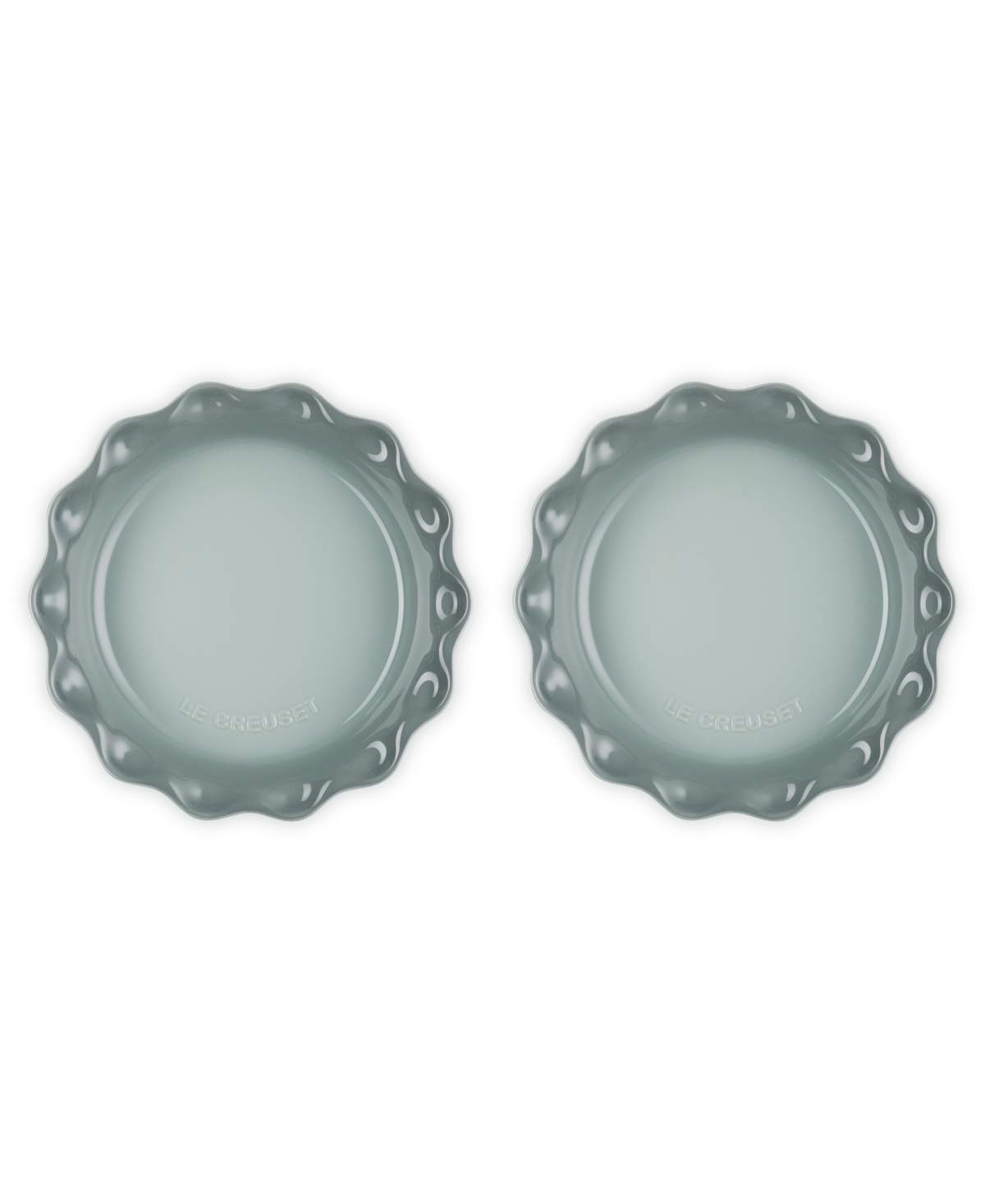 Le Creuset Stoneware Heritage Fluted 9" Pie Dish, Set Of 2 In Sea Salt