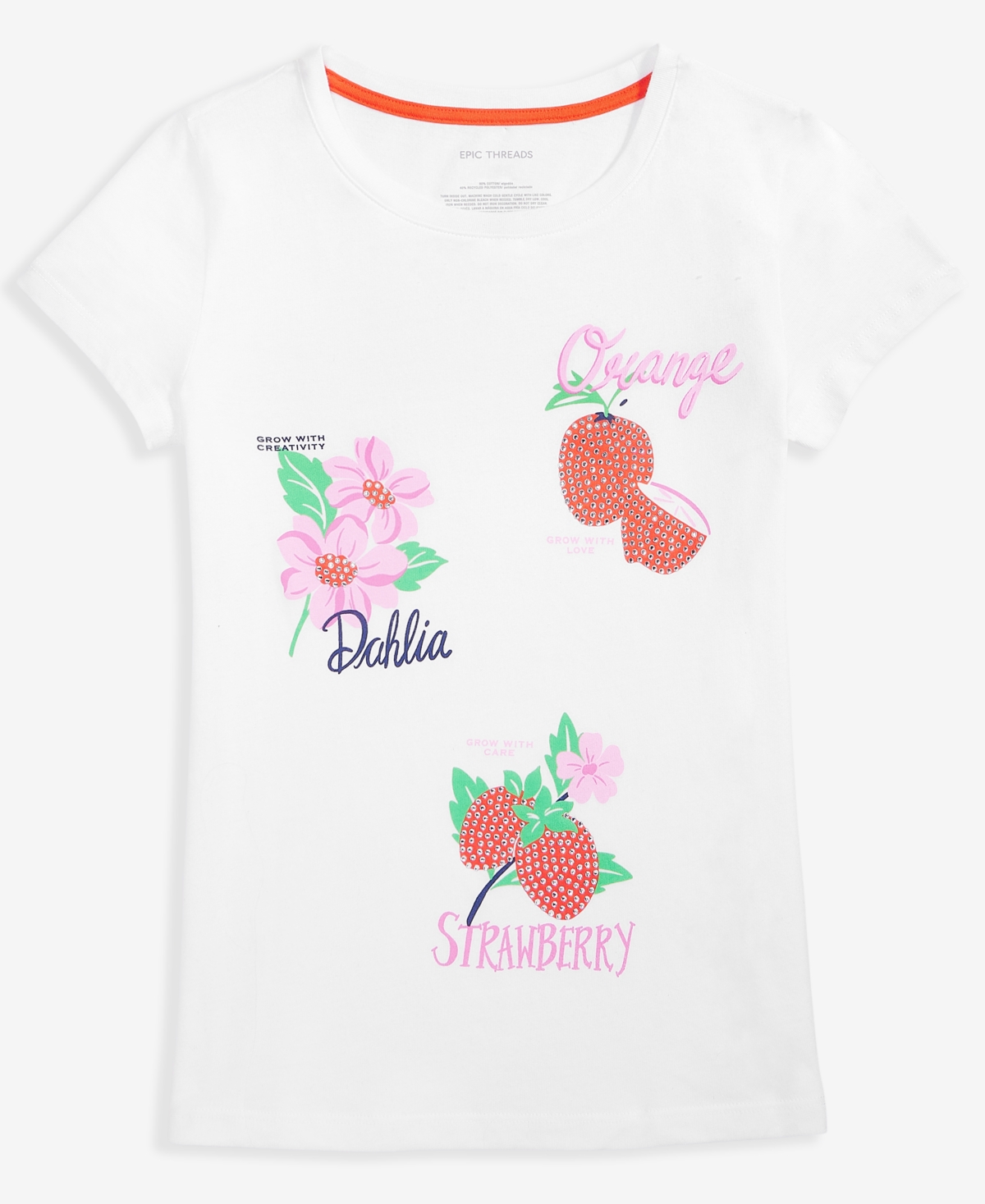 Epic Threads Girls Sweet Seeds T-shirt, Exclusively At Macy's In Bright Whi