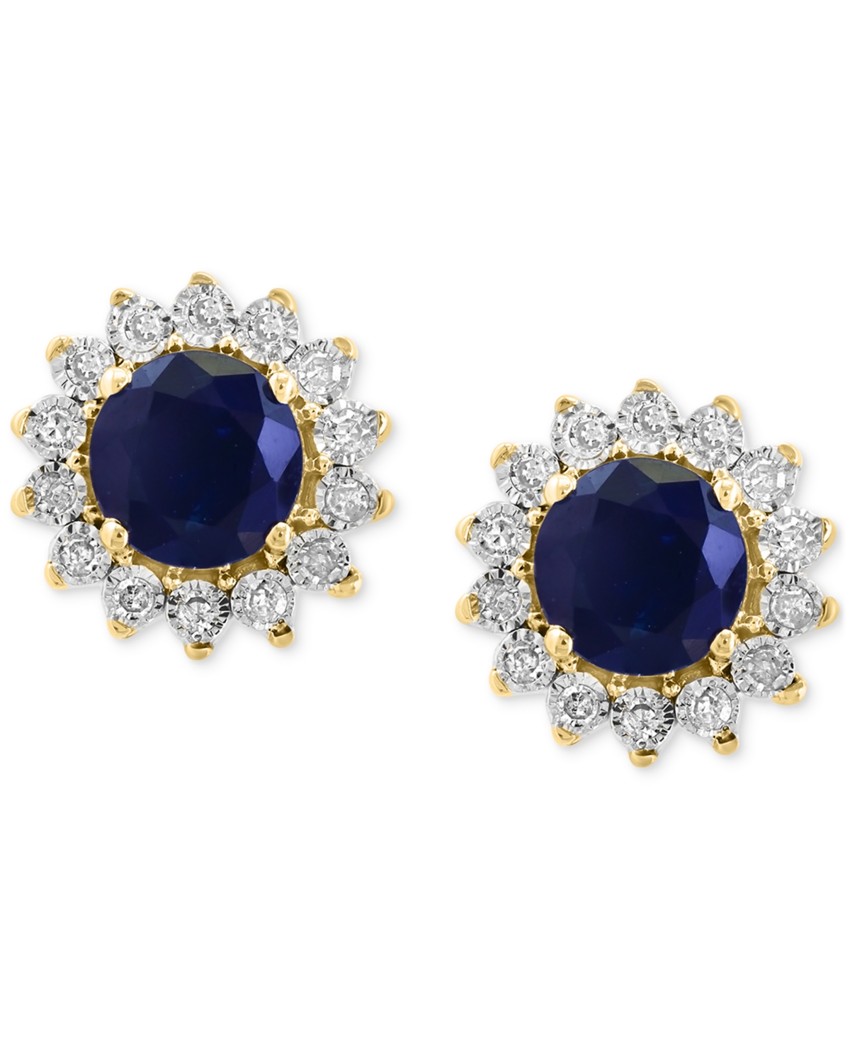 EFFY COLLECTION EFFY SAPPHIRE (1-1/6 CT. T.W.) & DIAMOND (1/6 CT. T.W.) HALO STUD EARRINGS IN 14K WHITE GOLD OR TWO  