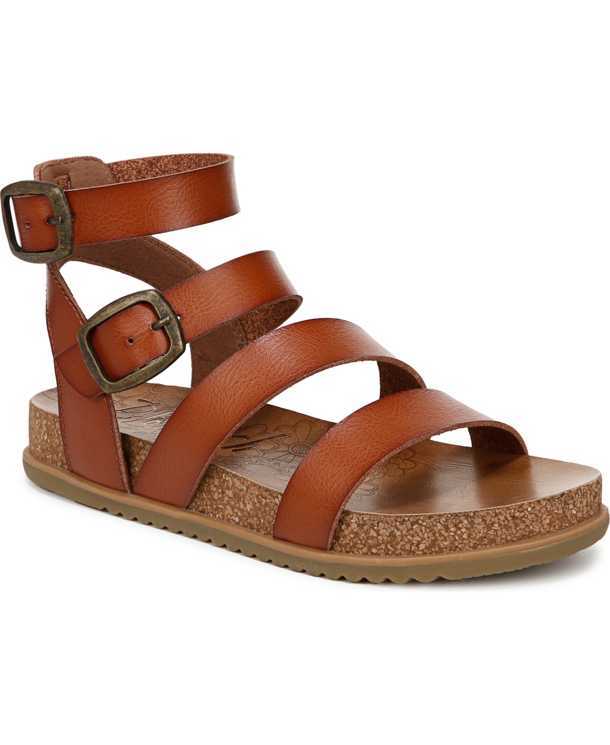 Blowfish Malibu Women's Fancy Strappy Platform Sandals In Scotch Brown Faux Leather