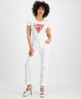 GUESS - Women's Celia Boyfriend High-Rise Cuffed-Hem Jeans