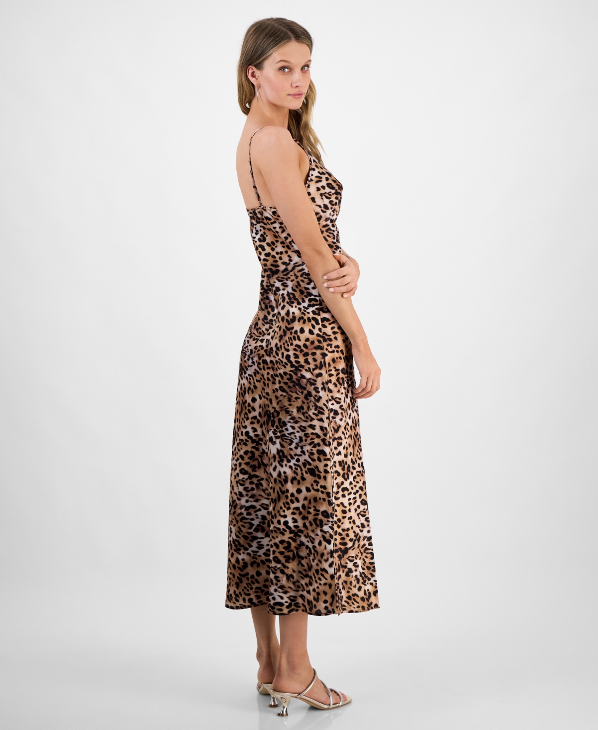 GUESS WOMEN'S AKILINA COWLNECK SLEEVELESS MIDI DRESS 