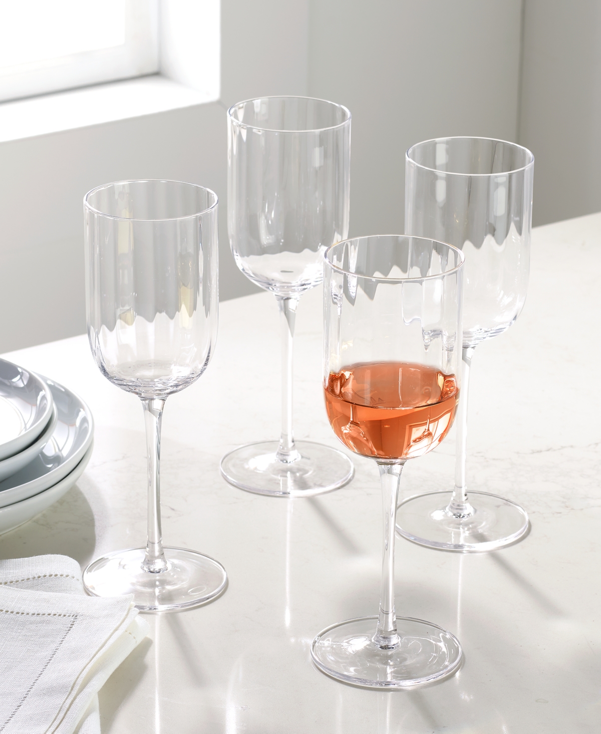 The Cellar Optic White Wine Glasses, Set Of 4, Exclusively At Macy's In Clear