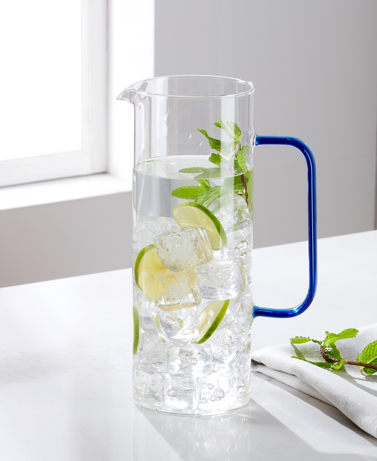 The Cellar Blue Handle Glass Pitcher, Exclusively At Macy's In Blue