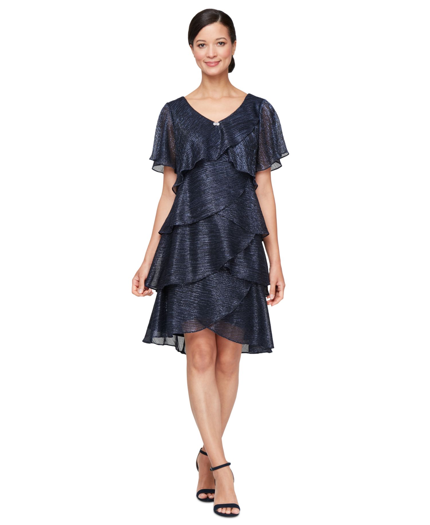 Tiered Shimmer Shift Dress