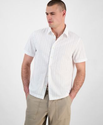 GUESS - Men's Wimbley Regular-Fit Dobby Stripe Button-Down Shirt