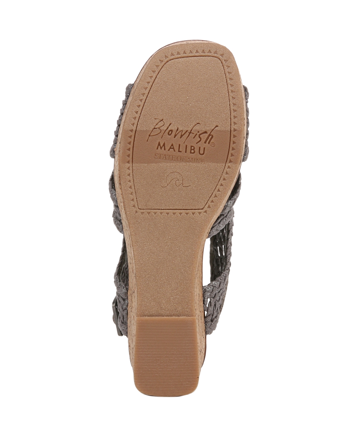 Shop Blowfish Malibu Women's Andrea Square Peep Toe Slingback Wedge Sandals In Dark Silver Metallic Fabric