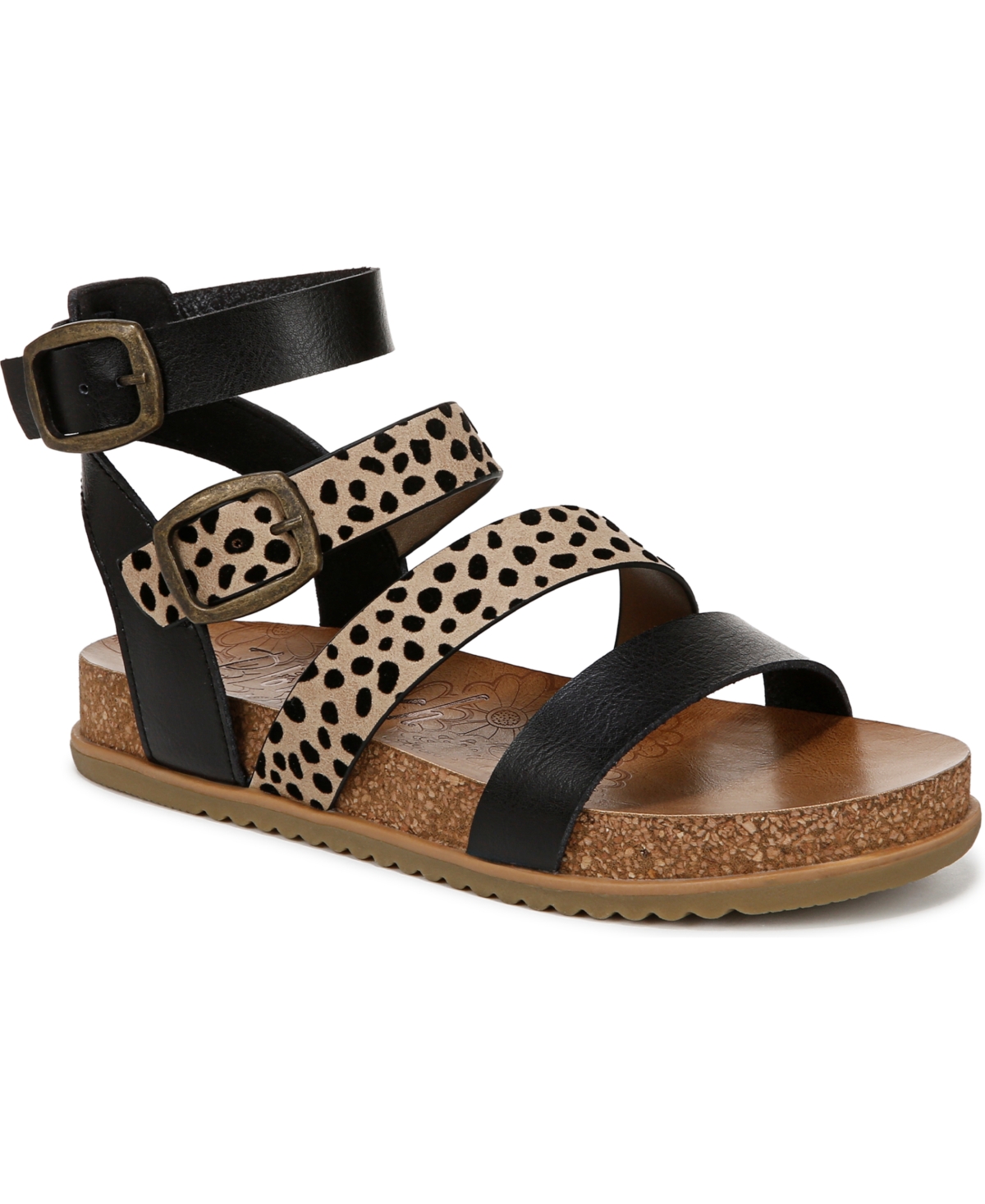 Shop Blowfish Malibu Women's Fancy Strappy Platform Sandals In Black,leopard Faux Leather