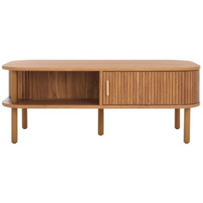 1-Pc Wood Tambour-Door Storage Coffee Table