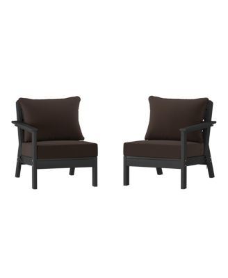 Outdoor Patio HDPE Black Loveseat Sofa with Patio Cushions