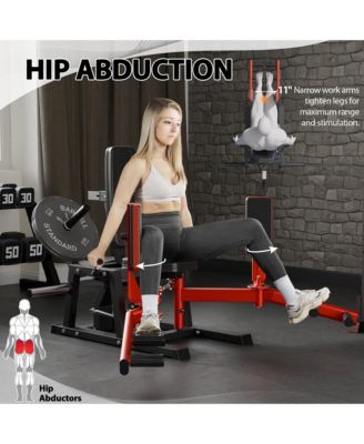 Hip Abductor Machine, Abductor Adductor Machine Plate-Loaded, Inner and Outer Thigh Machine with 6 Levels Gear System, Glute Machines Home Gym Thigh Master