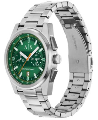 Men's Quartz Chronograph Silver Stainless-Steel Watch, 42mm