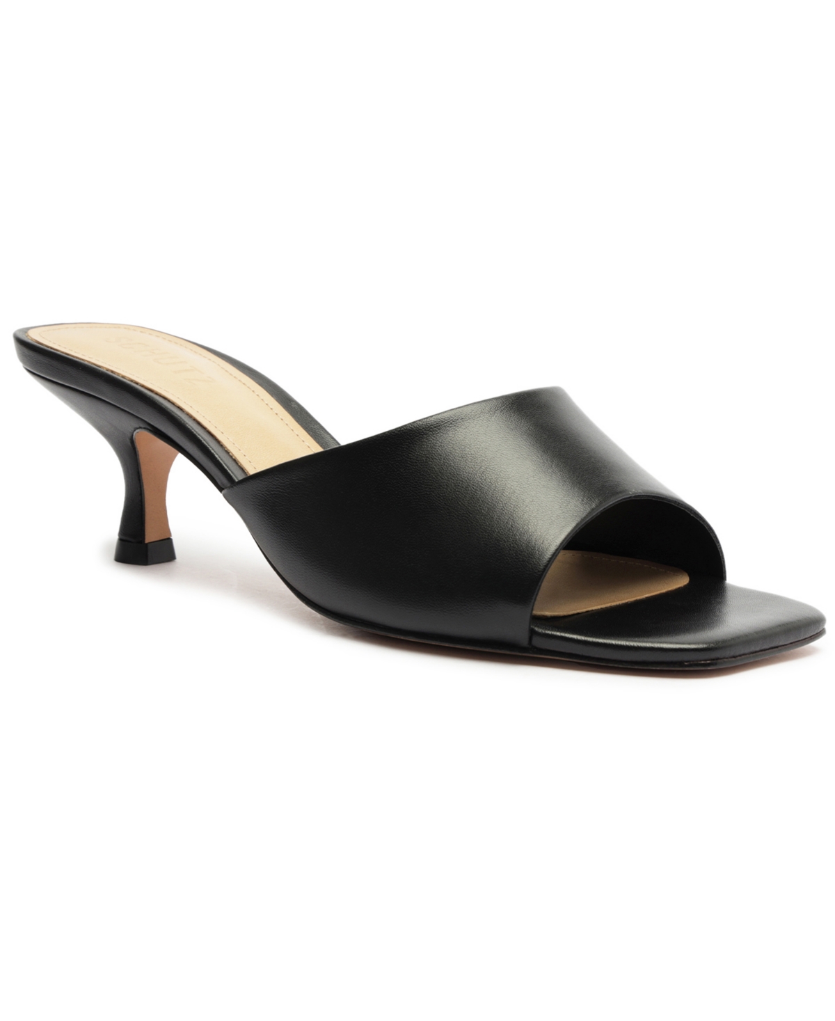Shop Schutz Women's Dethalia Mid Stiletto Sandals In Black Leather