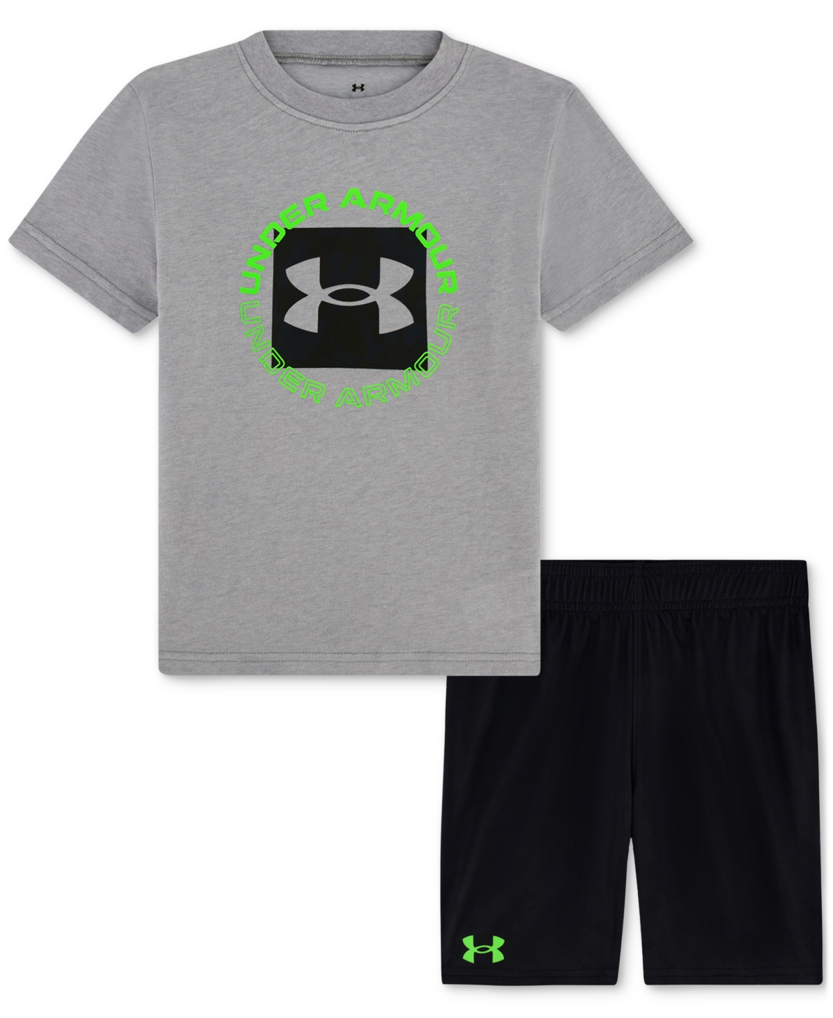 Macy's Kids' Under Armour Toddler & Little Boys Logo Graphic T-shirt & Shorts, 2 Piece Set In Gray