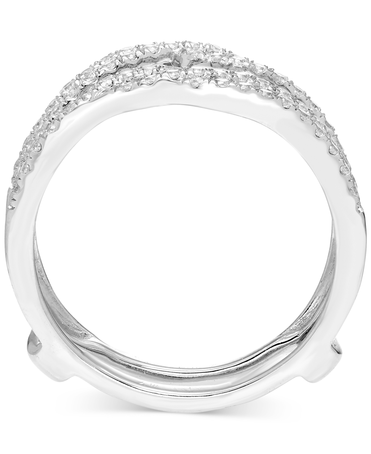 Macy's Diamond Crossover Ring Guard Enhancer (1/2 Ct. T.w.) In 14k White Gold In White Gold