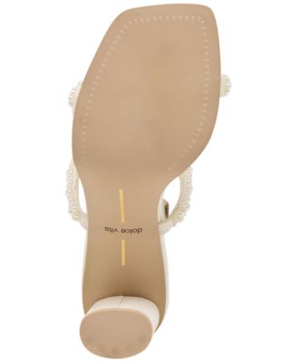 Women's Nolah Pearl Beaded Double-Band Block-Heel Dress Sandals