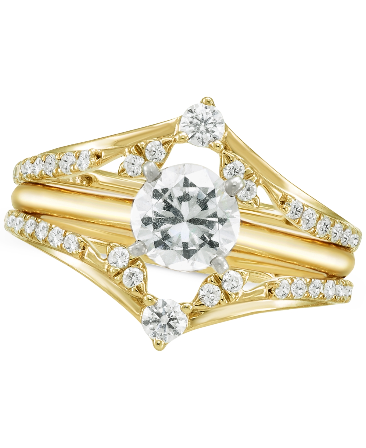 Macy's Diamond Chevron Ring Guard Enhancer (1/2 Ct. T.w.) In 14k Gold In Yellow Gold
