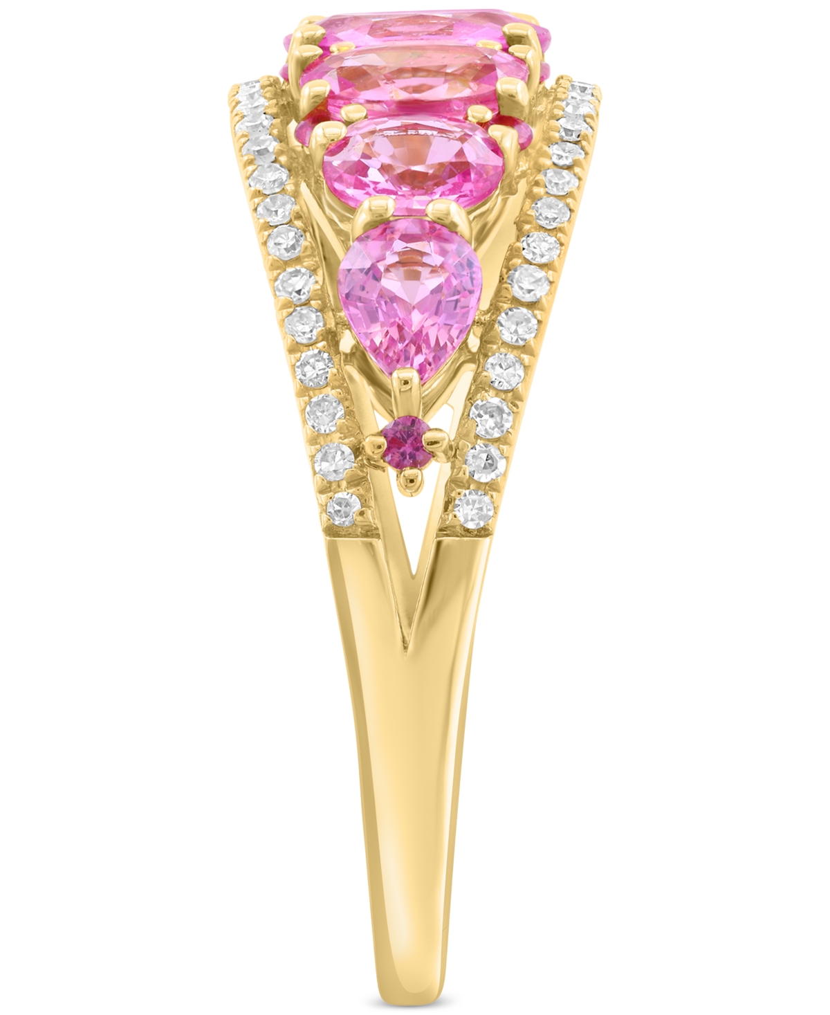 Effy Collection Effy Pink Sapphire (1-3/4 Ct. T.w.) & Diamond (1/4 Ct. T.w.) Graduated Openwork Statement Ring In Pink Sapphire