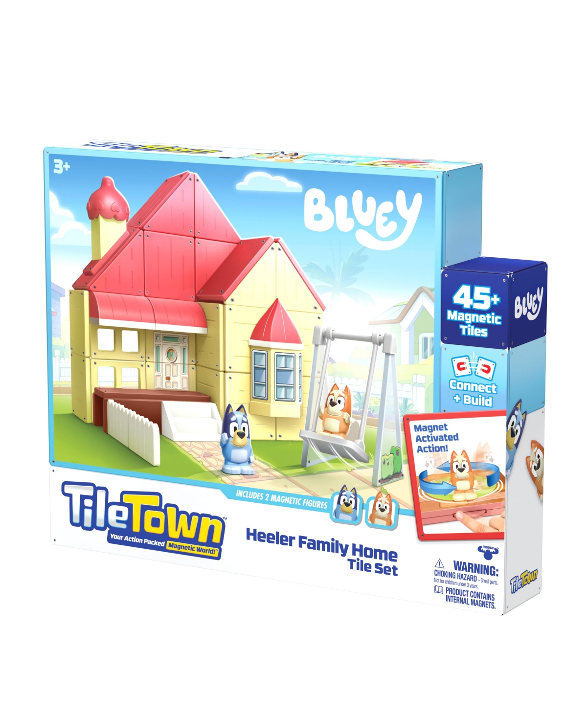 Tile Town Bluey Heeler Home Magnetic Tiles Playset, 46 Piece In Multi