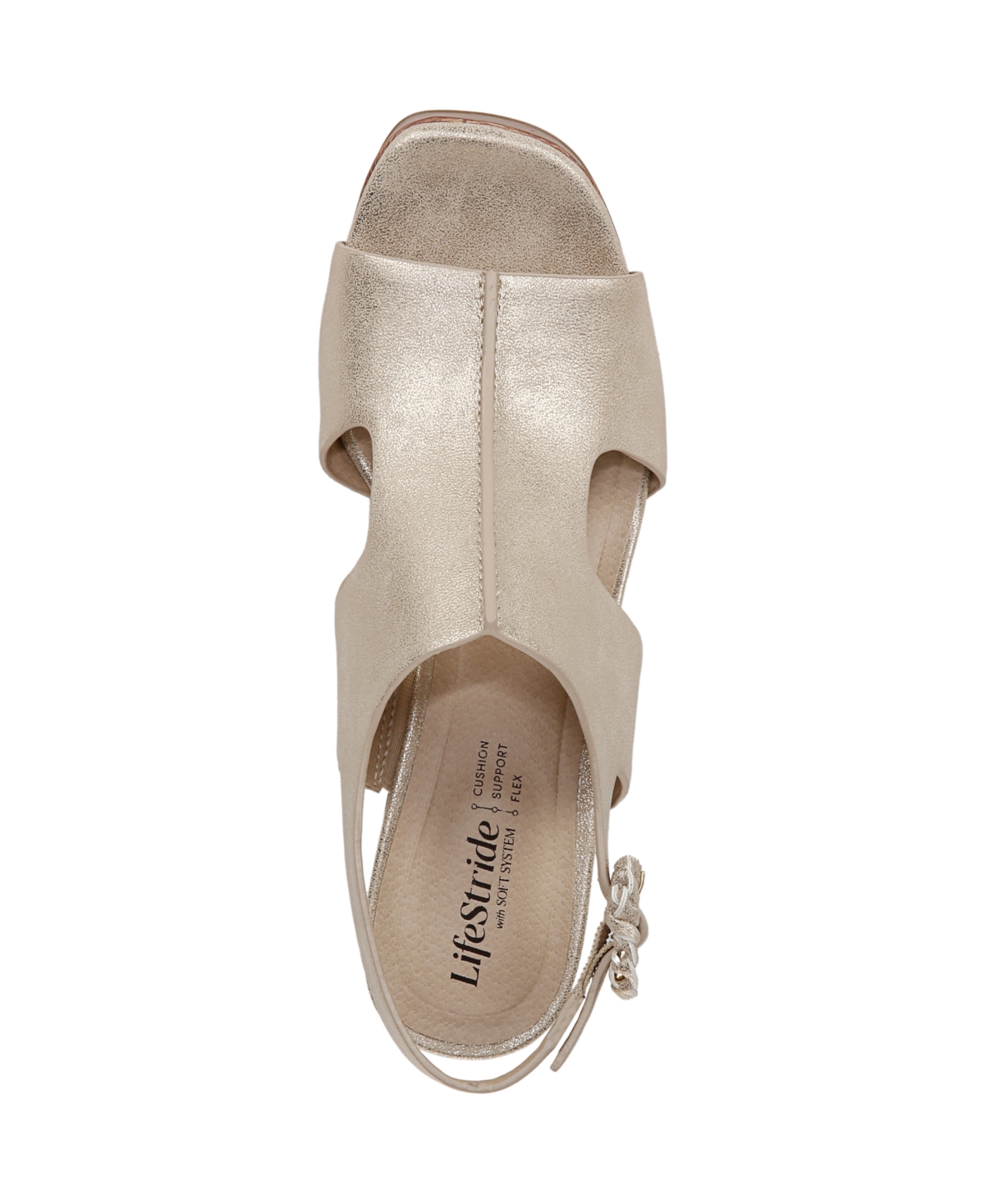 Shop Lifestride Women's Audra Open Square Toe Block Heel Platform Sandals In Gold Faux Leather