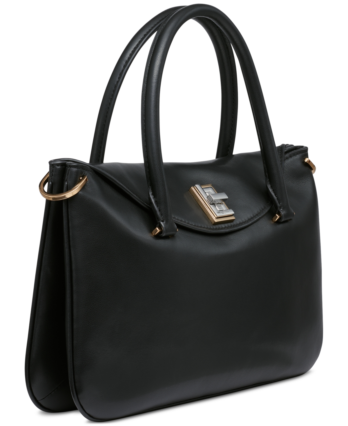 Karl Lagerfeld Nadine Large Leather Satchel Crossbody In Black