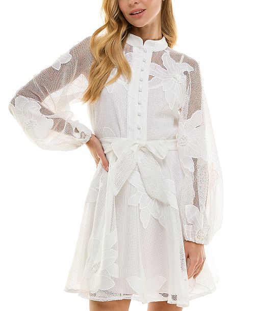 alfani SENI & CADE Juniors' Jacquard Mesh Lined Dress Juniors'