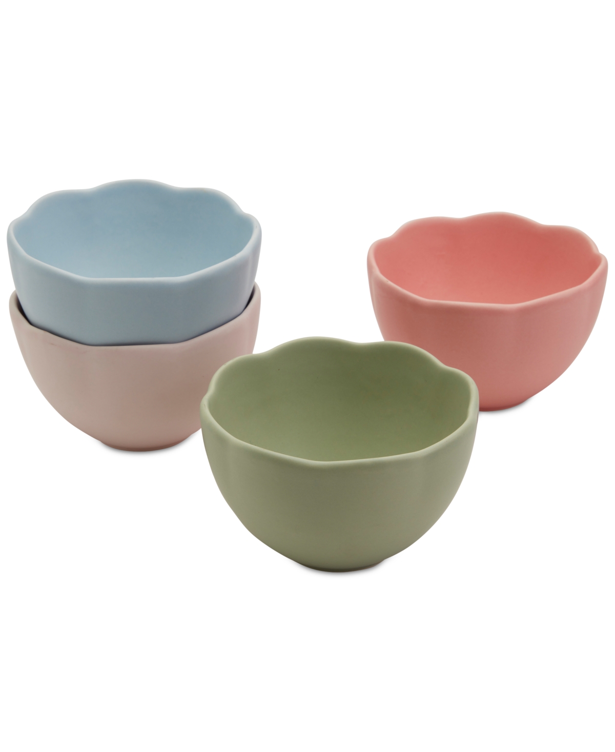 Haven Scalloped Stoneware Tidbit Bowls, Set Of 4 In Assorted