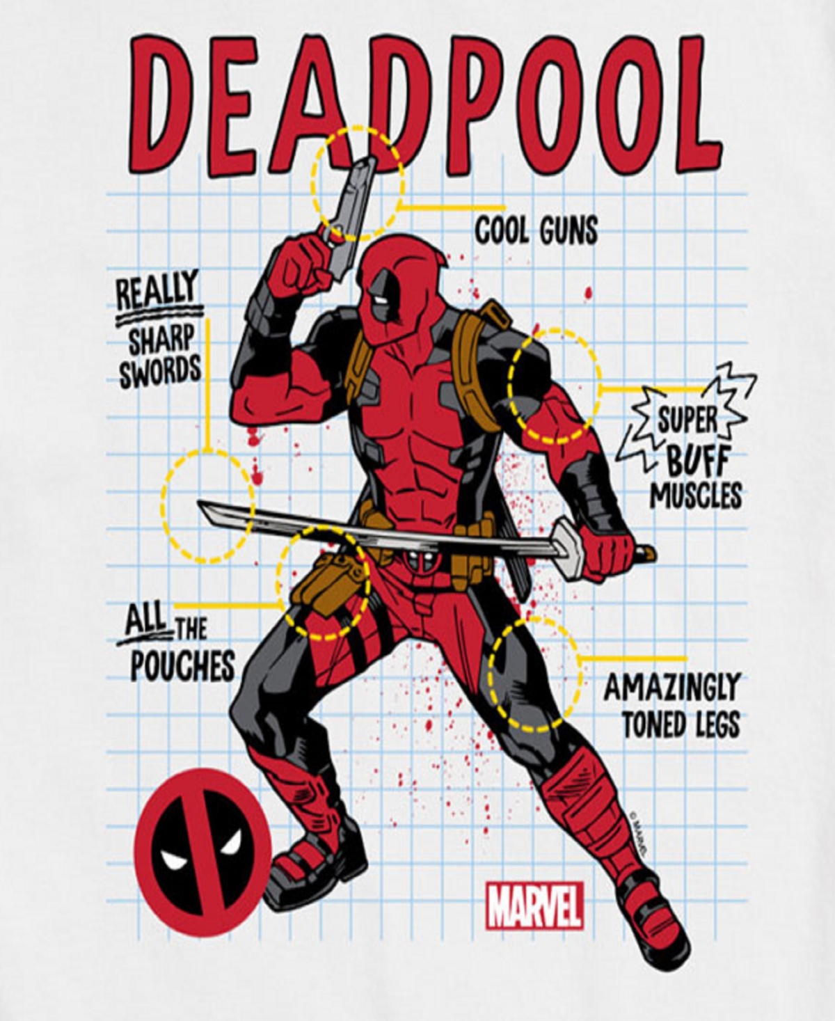 Airwaves Men's Deadpool Short Sleeve T-Shirt